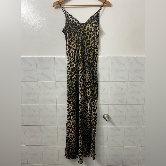 AllSaints Hera Leopard Print Slinky Satin Midi Slip Dress Size Small Mobwife 90s - Picture 5 of 8